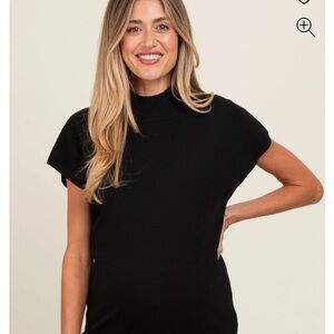 Black Mock Neck Knit Maternity Top